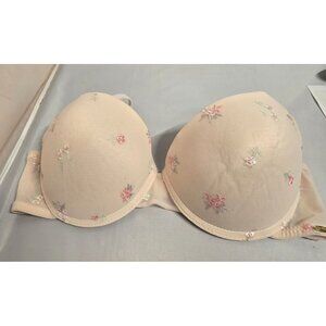 Jessica Simpson Light Pink Floral Embroidered Underwire Bra 36C Adjustable Strap